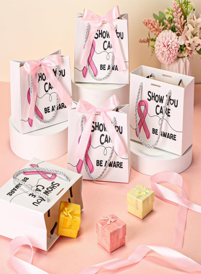 Weekgrat 25 Pack Paper Breast Cancer Awareness Gift Bags Small Pink Ribbon Bags with Handles Bow Show You Care Breast Cancer Fighter Accessories for Women Men, 5.51 x 2.36 x 4.72 inch - Image 3